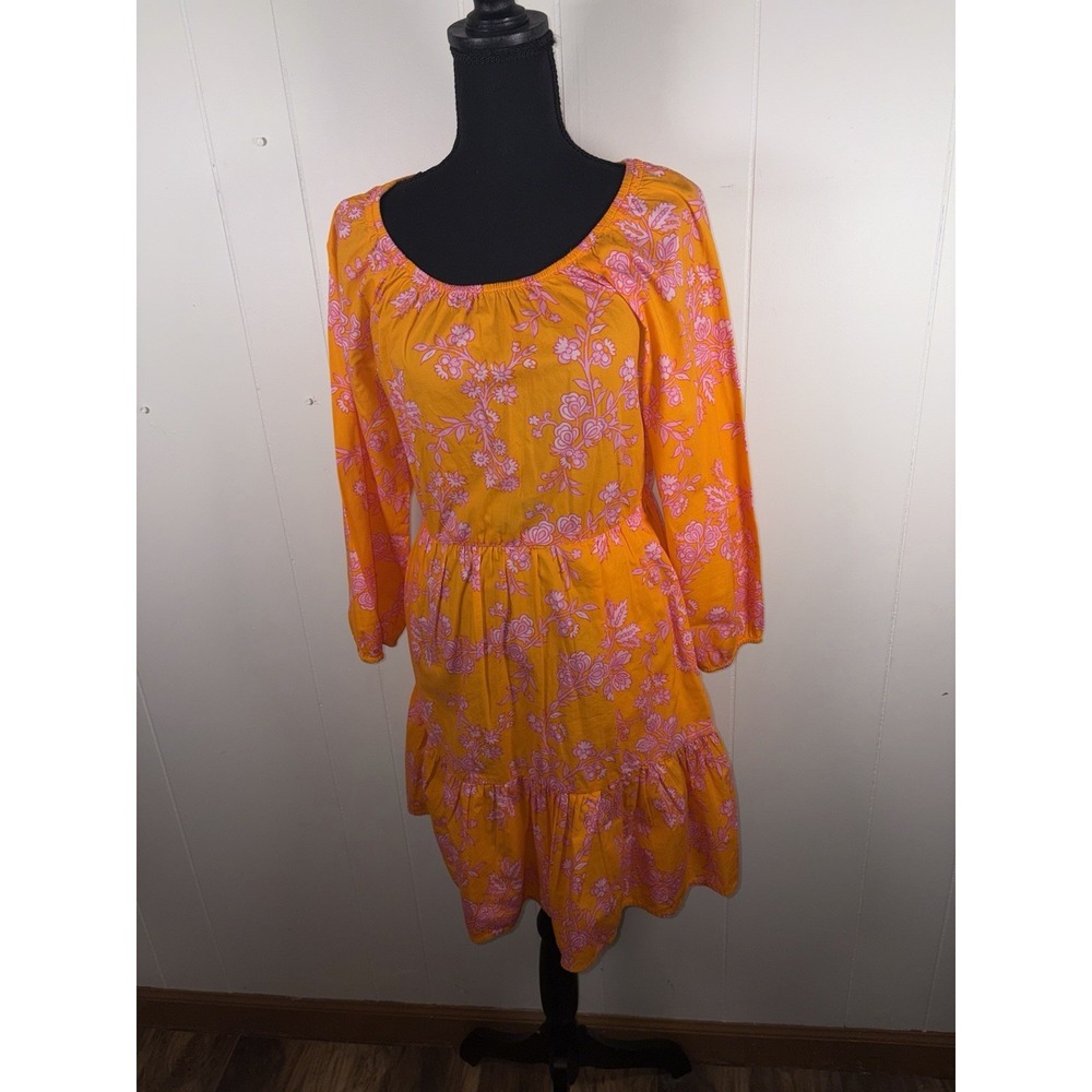 NWT J.Crew Scoopneck Mini DressBird of Paradise Tropic orange‎ and pink 4